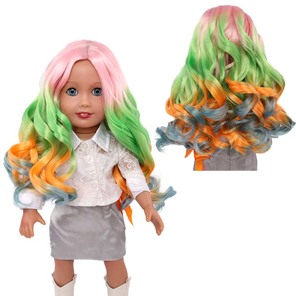 American Doll Wigs Long Curly High Temperature Fiber Fit for 26-28cm head 18inch American Dolls Hair