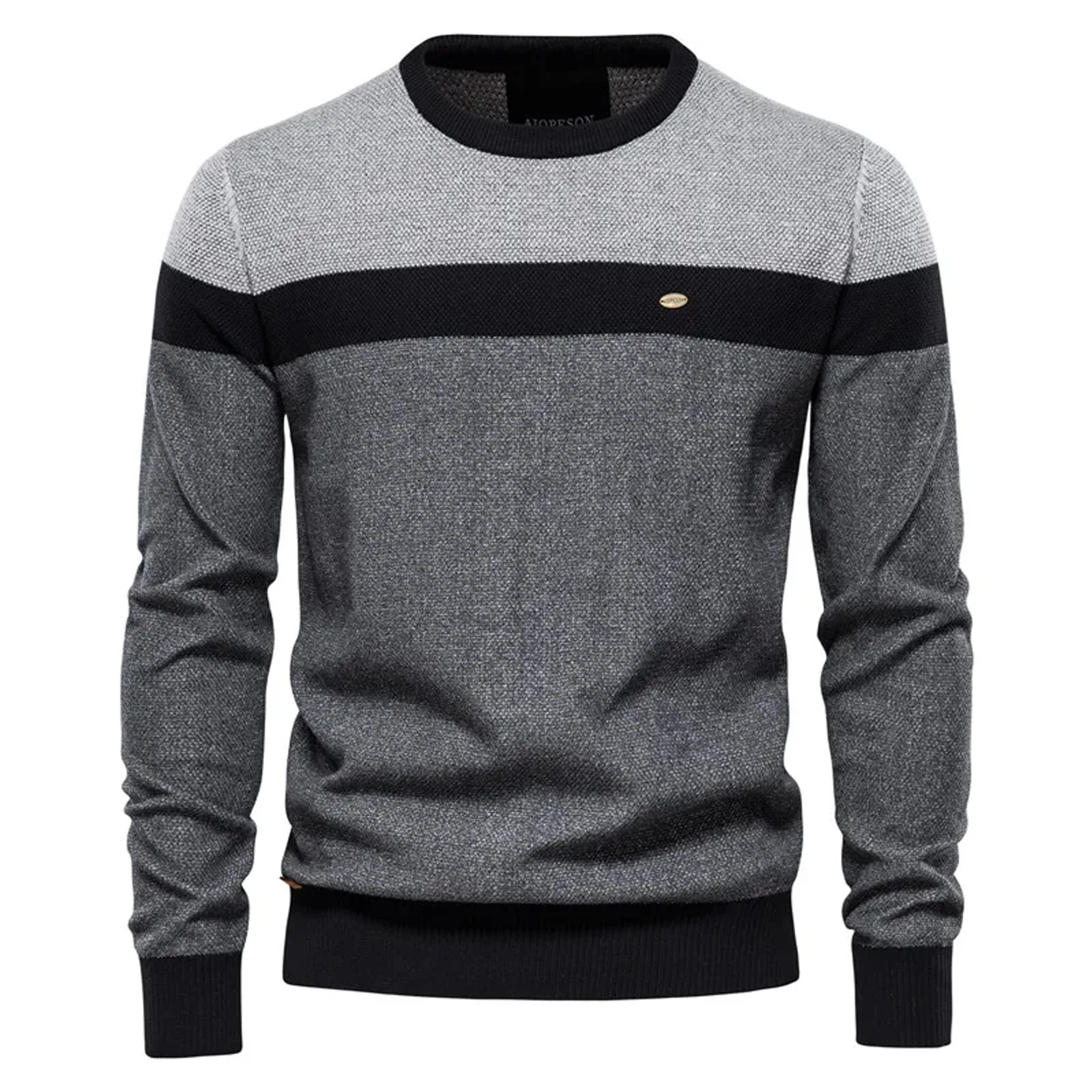 Knitwear Manufacturer Custom Crew Neck Male Cotton Stripe Knitwear Man Sweater for Men