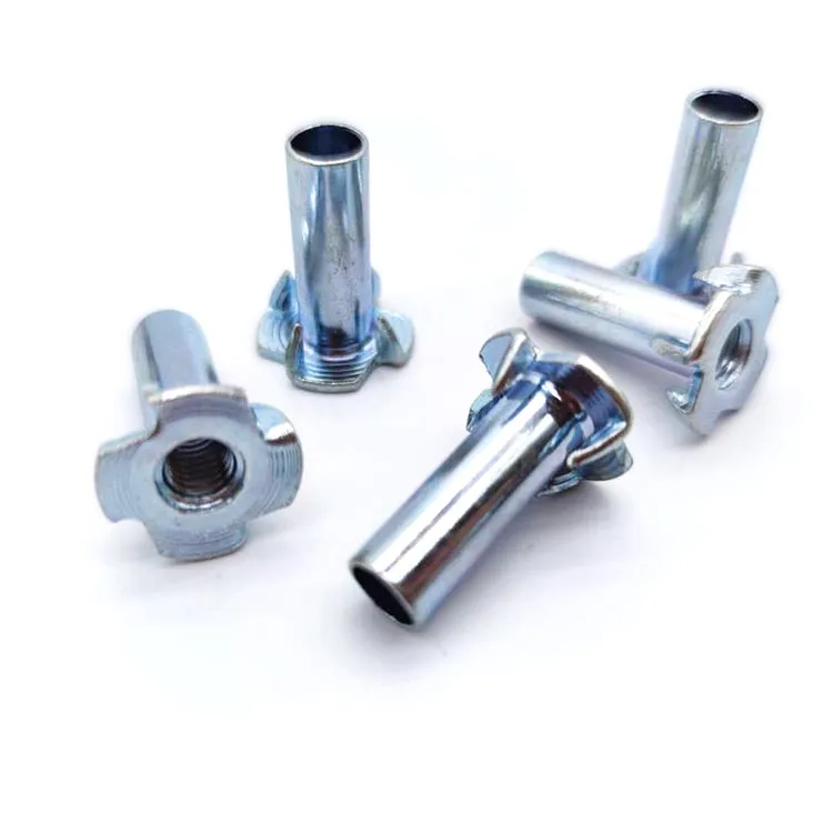 Carbon Steel Stainless Steel  4 Claw T Nut for Furniture Manufacturers Wholesale  4-Pronged Insert T Nut  Four Claw Tee Nut
