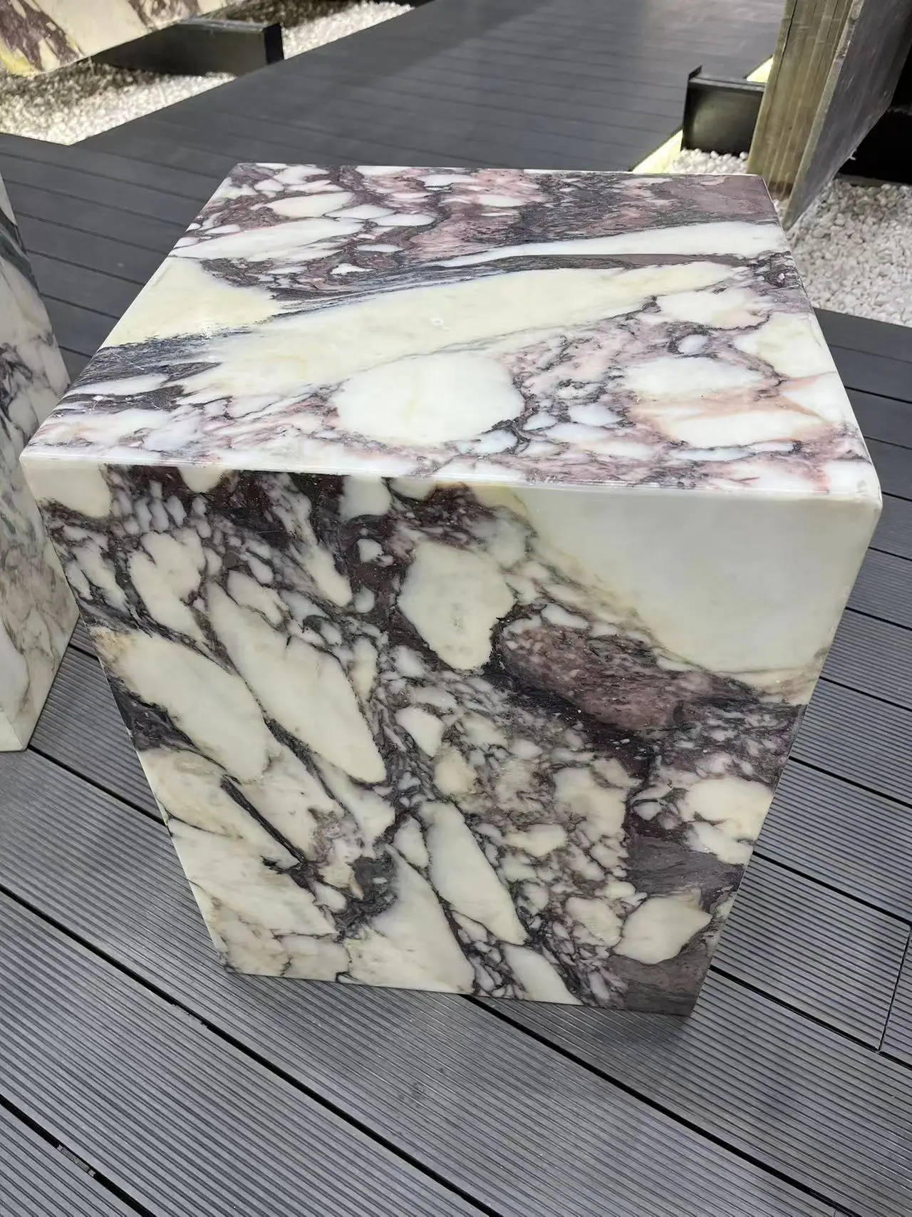Customized Rectangle Marble Plinth calacatta violet marble side table Pedestal Display Stand sofa table