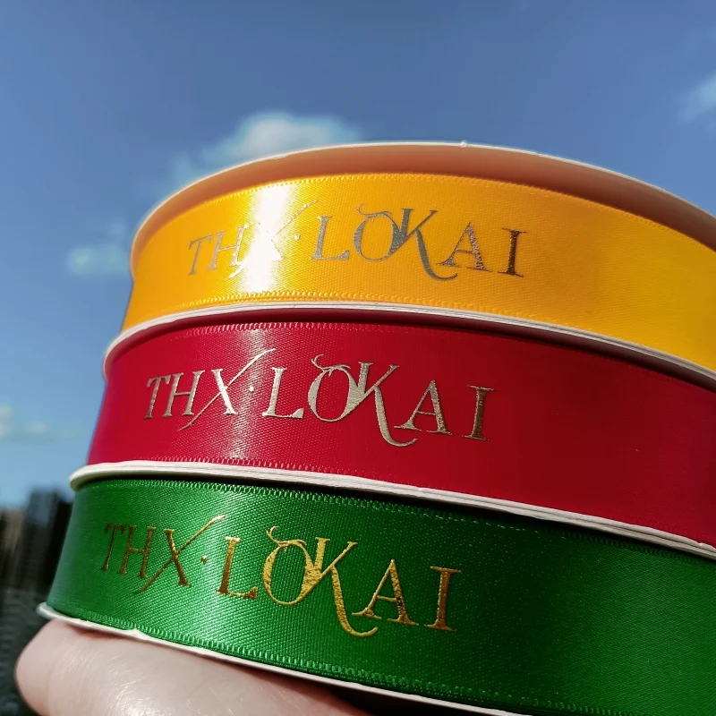 Decoration Ribbon Custom Logo 100 yard  Single Double Side 25mm Coloured  Printed  Stain Silk  Ribbon