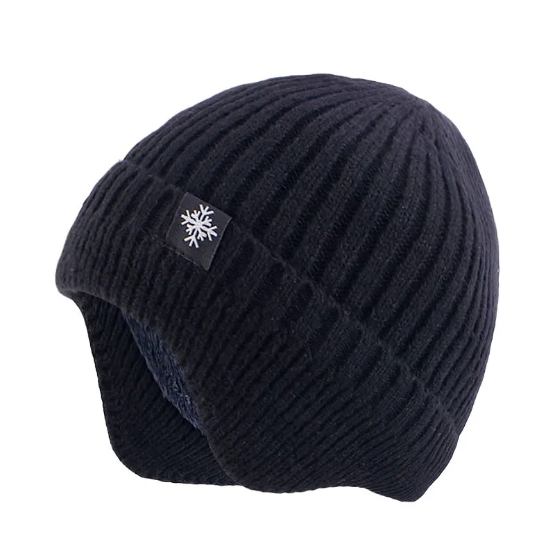 Fashion Design Caps Ear Wrapped Knit Hats With Snowflake Patterns Acrylic Winter Beanies Warm Hats