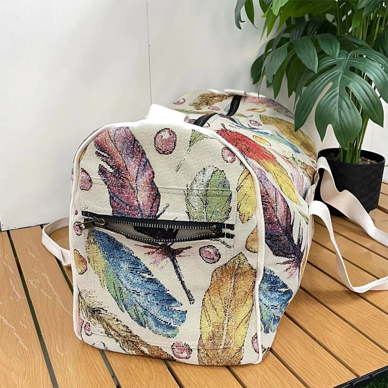 2023 Custom Logo And Size Large Travel Bag Tapestry Woven  Exercise Yoga Bag Throw Blanket Tote Bags Fashion Handbags Cotton