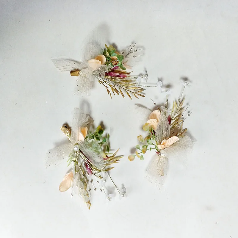 
Bride artificial flowers hair clips wedding accessories bridal necklace choker earring set bridal hair pieces 