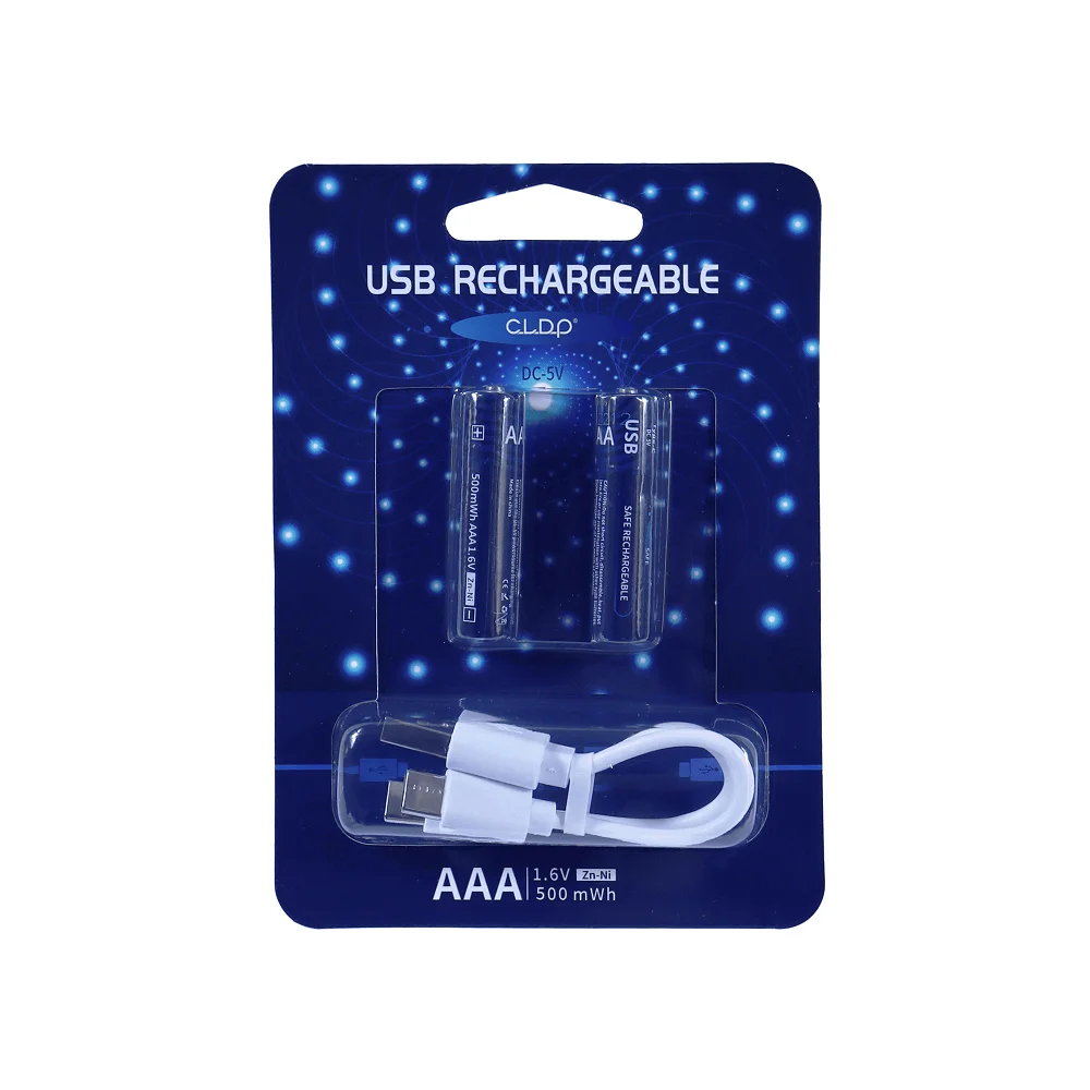Logo custom ni-zn 1.5v usb aaa rechargeable battery triple a rechargeable batteries with type c port