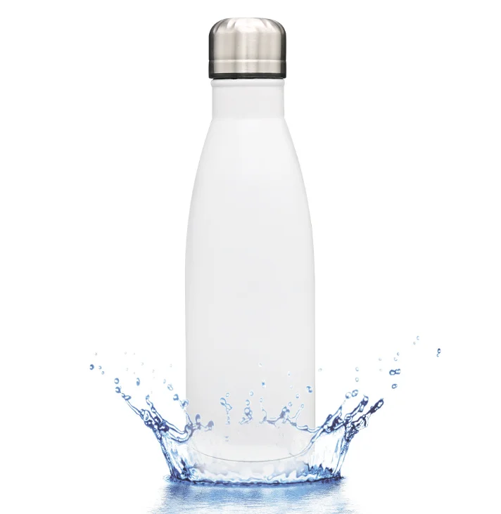 Cola shaped double paroie swelling water bottle stainless steel sublimation glitter custom