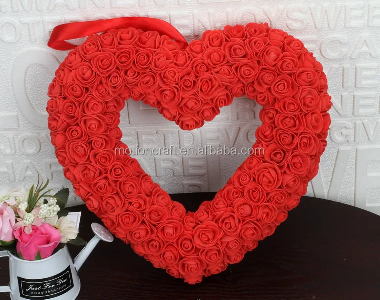 Heart design artificial PE foam flower rose  for girlfriend gift bulk artificial flowers