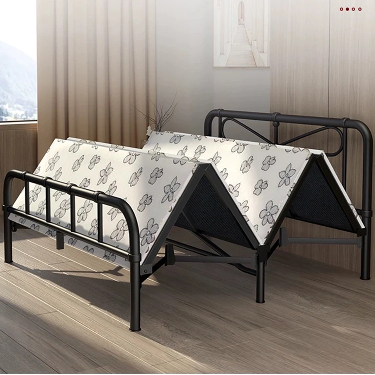 Factory custom simple and portable folding iron antique single bed suitable for office