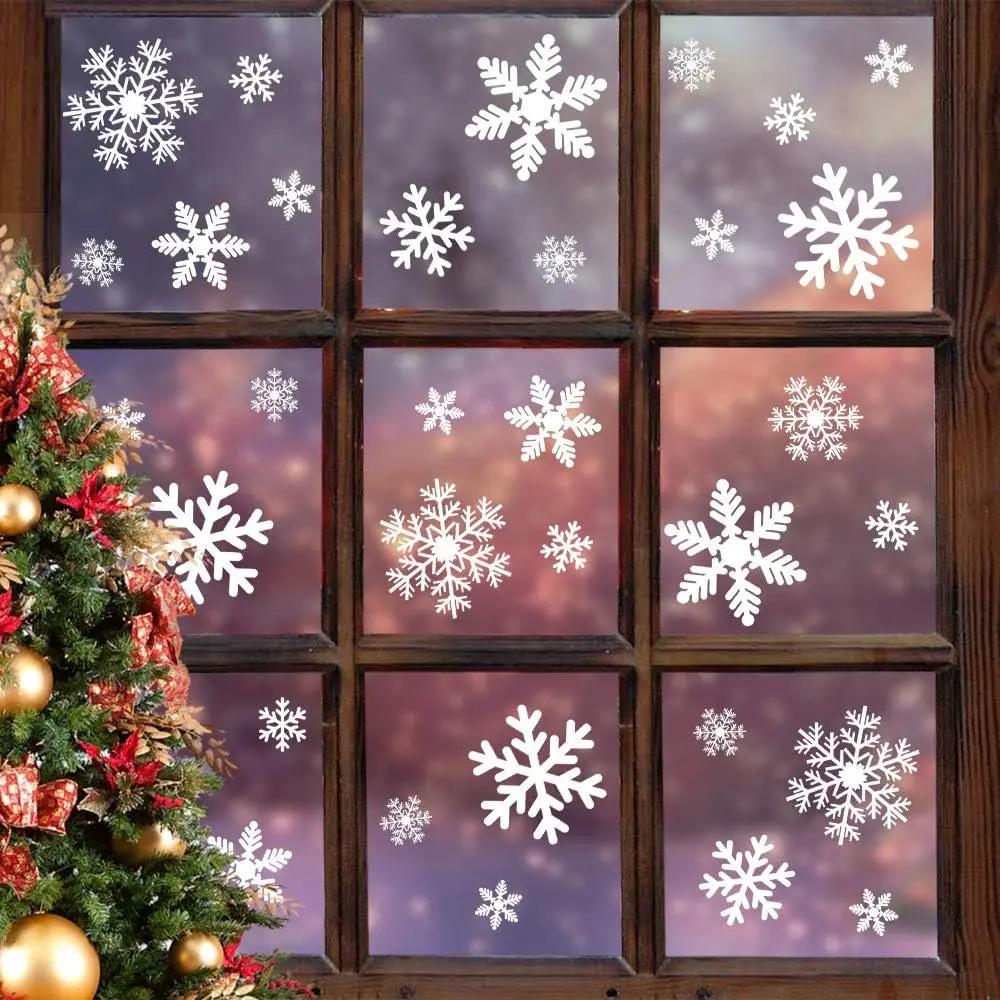 27Pcs Christmas Window Clings Snowflakes Window Decals Static Glass Stickers for Christmas Decorations Window Decor