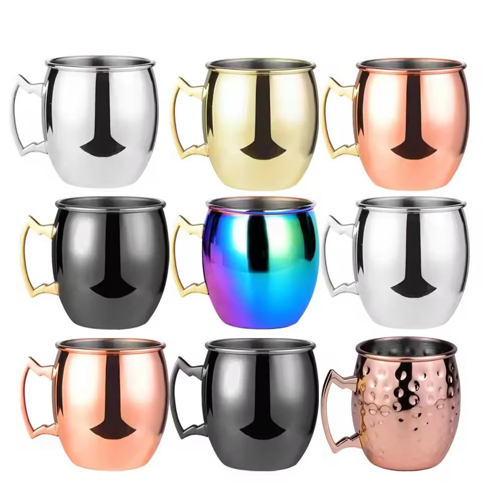 60ml 350ml 550ml Custom rose gold brass smooth cups stainless steel moscow mule mugs copper beer mug