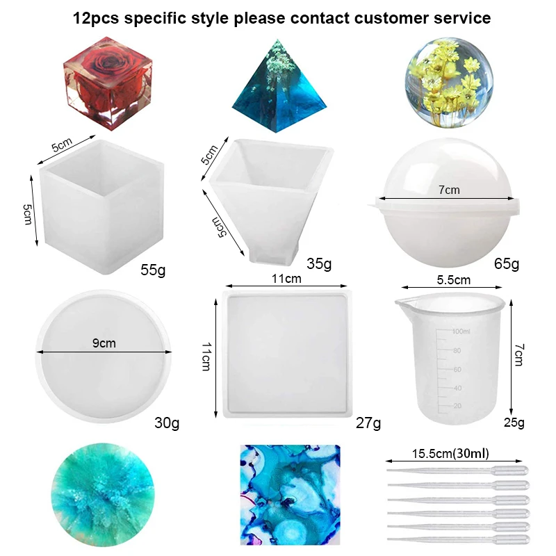 Custom Diy Tray Cetakan Set Crafts Earring Vase Planter Epoxy Silicone Resin Mold