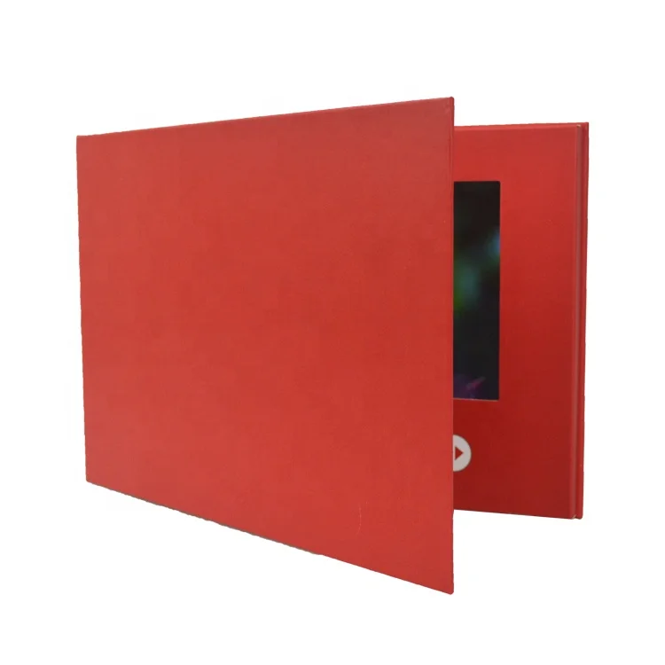 hot sale red paper video player 7 inch lcd screen electronic book video photo albums business video brochure card for wedding