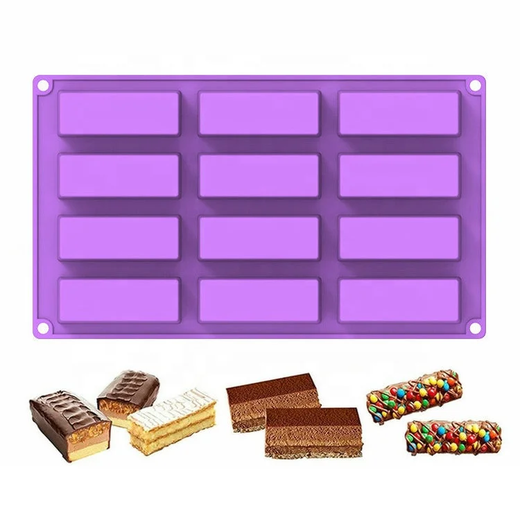 BPA Free 12 Cavity Silicone Cake Mold Rectangle Shapes Chocolate Mold Silicone Soap Mold