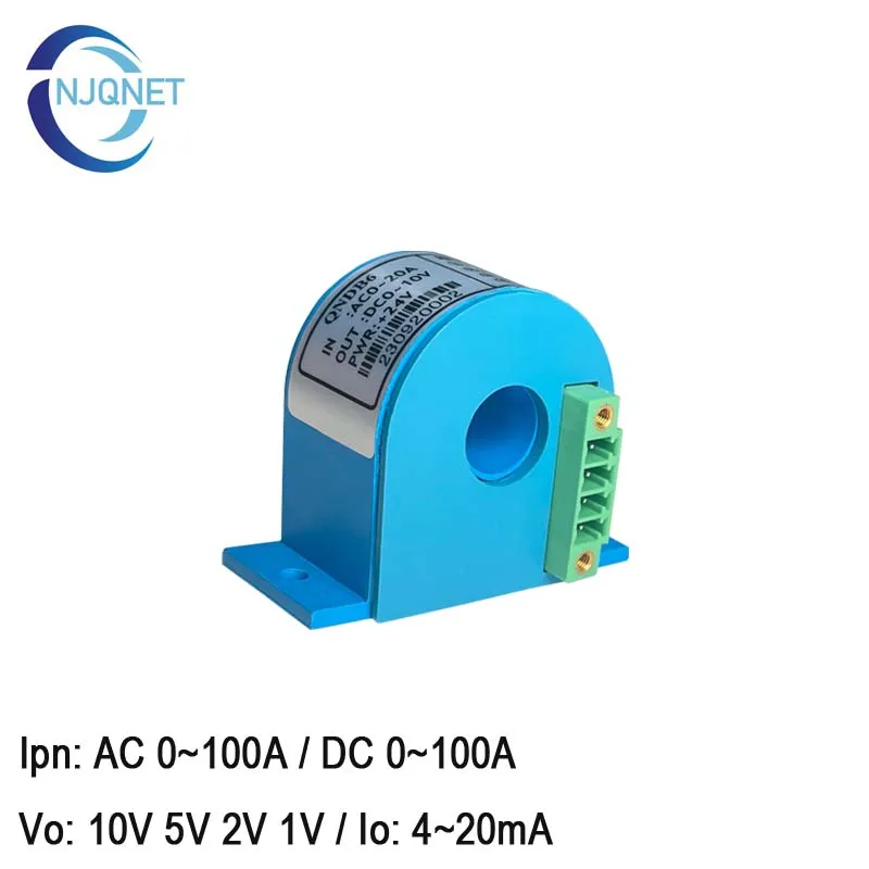 Closed loop hall effect current sensor QNDB6 Input DC 10A 20A 50A 100A 150A 200A Output DC 1V 5V 10V 4~20mA current transmitter
