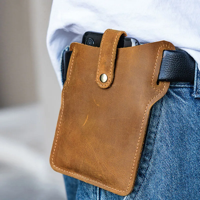 Genuine Leather Male Waist Pack Phone Pouch Bags Waist Bag Quality Cowhide Man Belt Pouch Purse Bag for Phone New