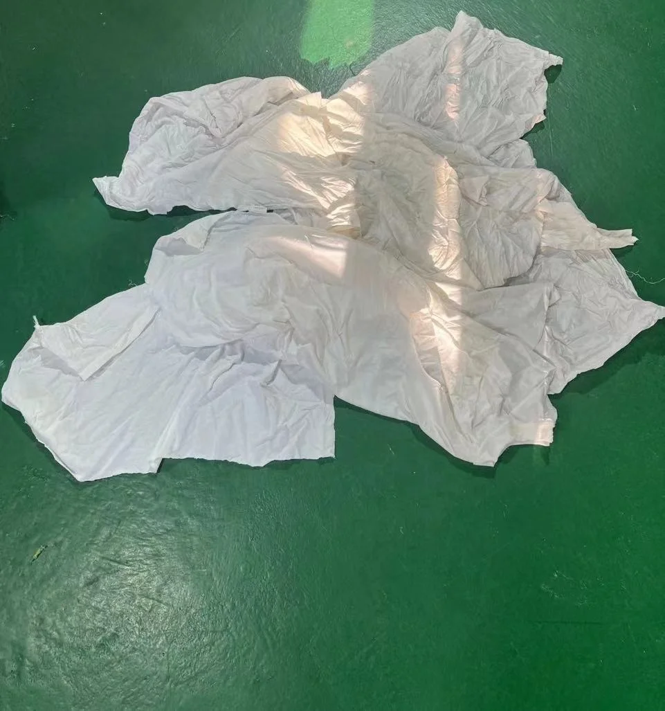 White t shirt rag industrial use 100 cotton  cloth clips with packing 50LB bag of workshop rags