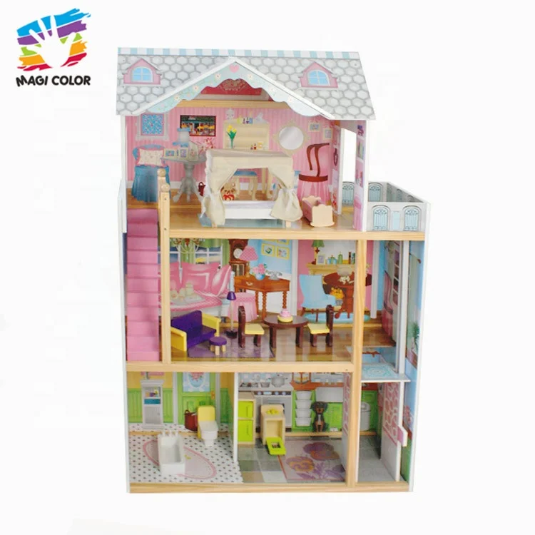 
Ready To Ship girl princess wooden 18 inch doll house with 3 floors W06A247 