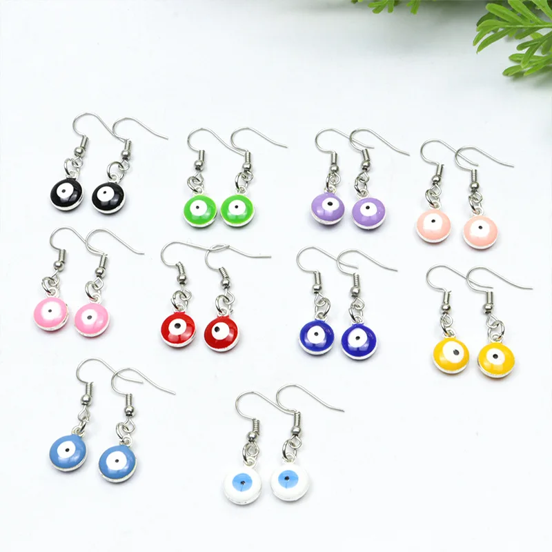 Kingcome New Devil Eye Earrings Turkey Blue Eyes Double-sided Pendant Ear Hook Color Evil Angel Eye Earrings