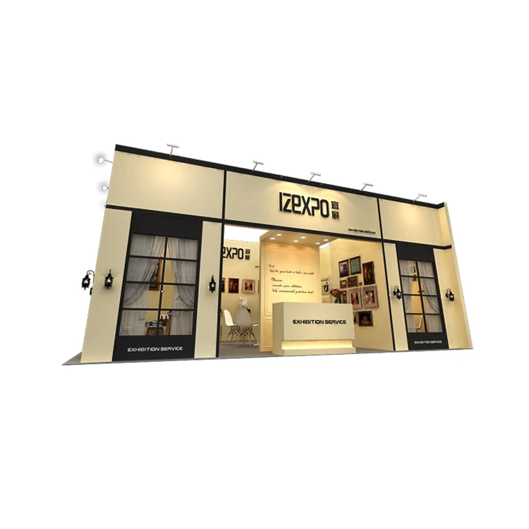 Izexpo Trade Show Booth Exhibit Wood Stand Custom LightBox Display Stand Custom Furniture CES Expo Easy Satup TradeShow Booth