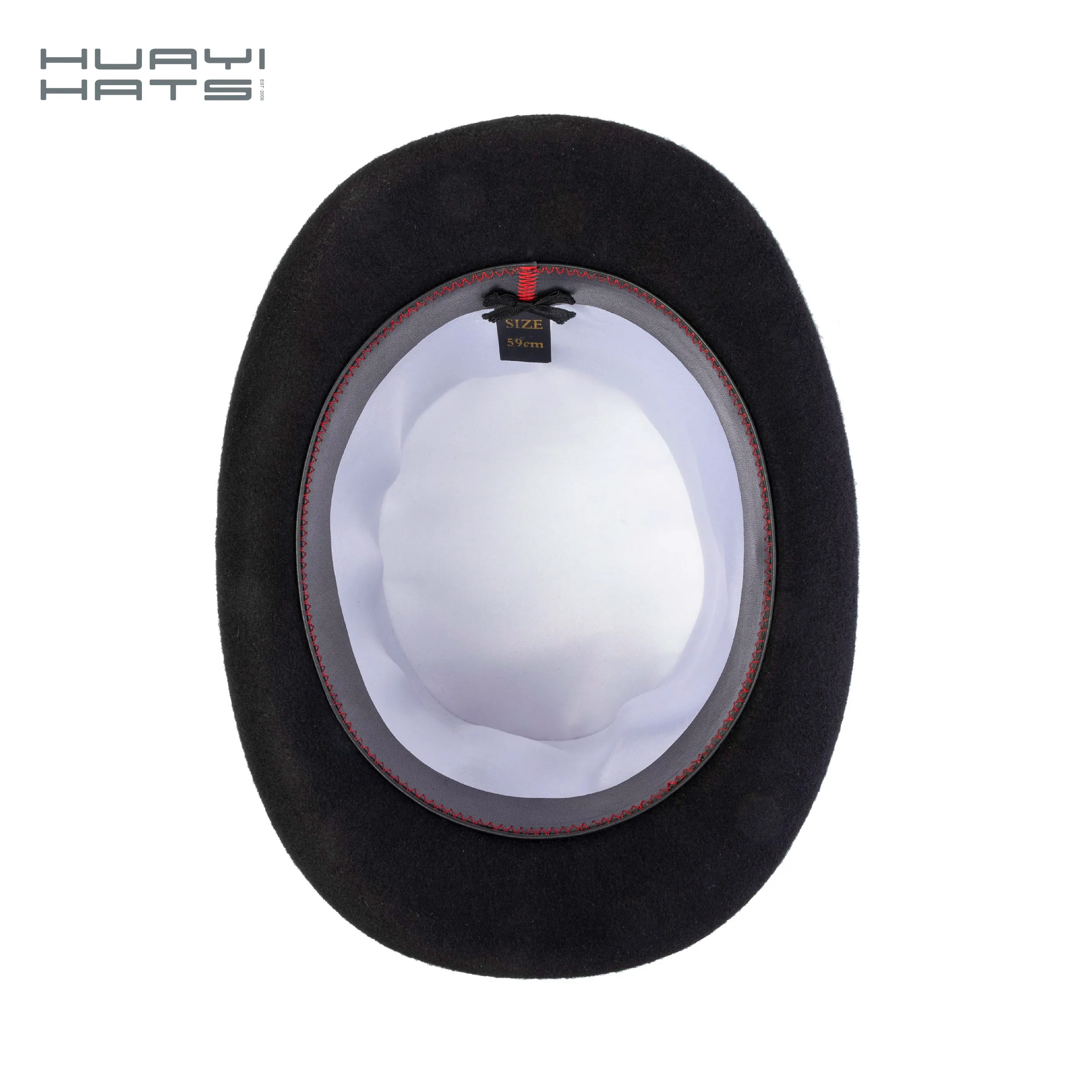 Huayihats custom black women and men top hats with logo 100% wool top hats