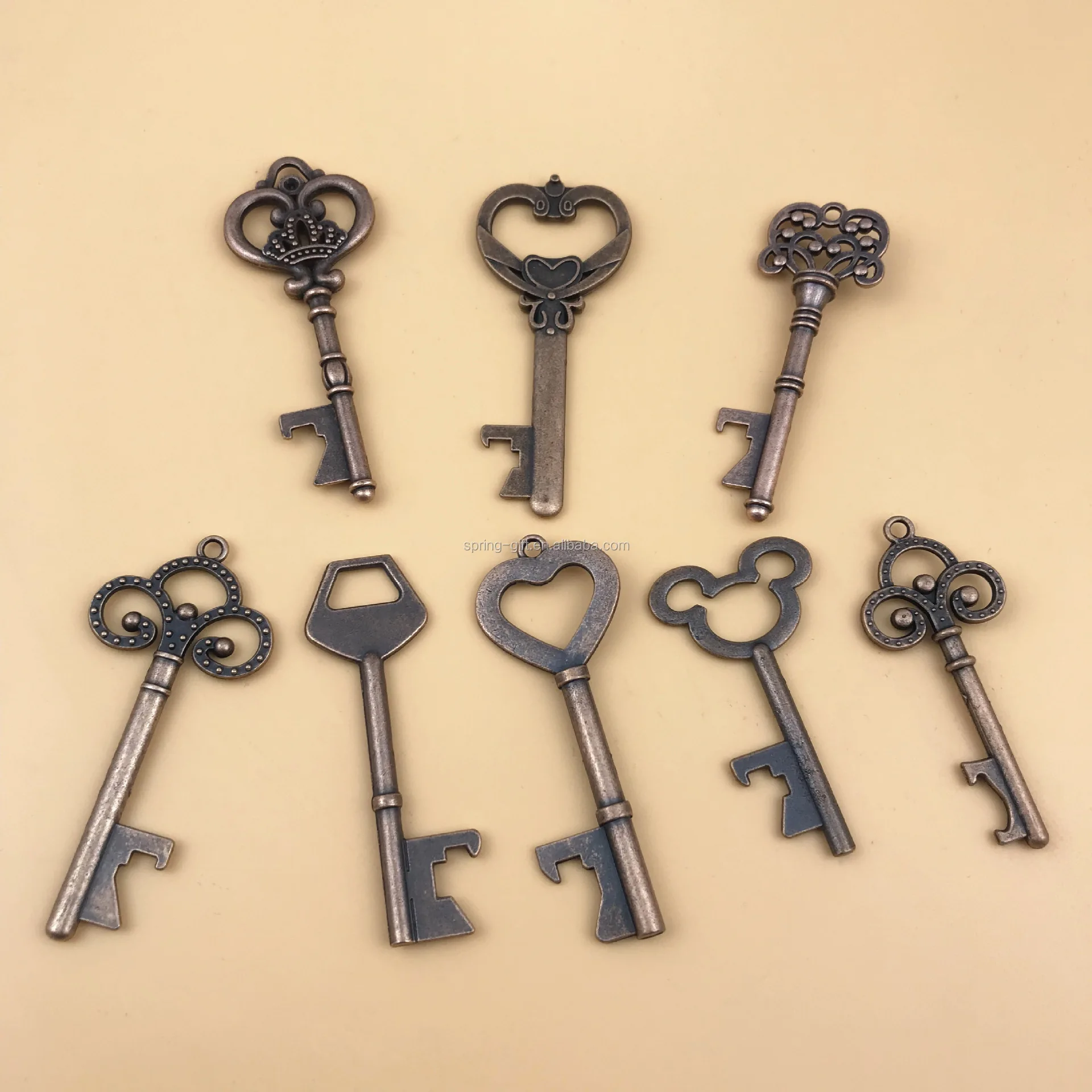 Promotional Gifts Wedding Favors Antique  Metal Key Shape Bottle Opener