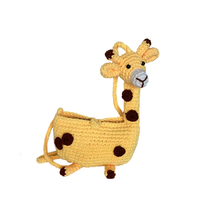 fashion wholesale bag handmade weave cute crochet crossbody shoulder bag wallets giraffe shaped  messenger handbag  for women