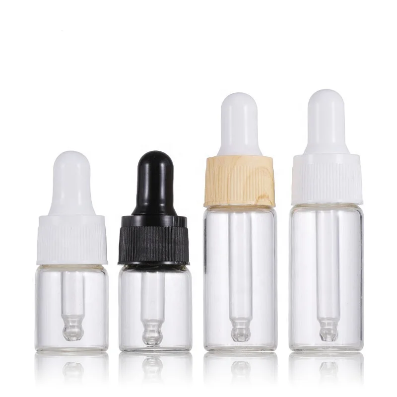 
1ml 2ml 3ml Glass Dropper Bottle Empty Sample Vial Glass Eye Dropper Liquid Perfume Essential Oil Bottles with Glass pipette 