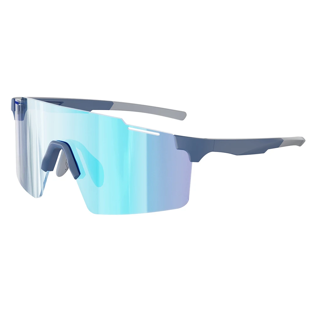 UV400 Mountain Bike Cycling Running Sports Glasses Shades Goggles Blue Rimless Windproof Sports Bicycle Sunglasses For Men Women