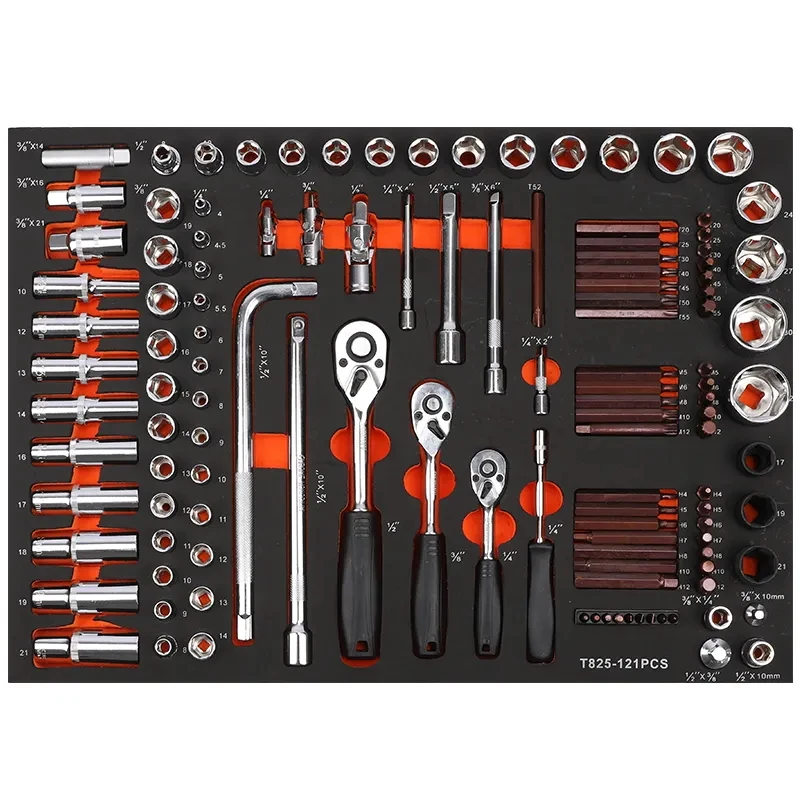 Tool Trolley Cabinet 45 Pcs 1/4 1/2 Hexagon Socket Spark Plug Socket Ratchet Spanner High Quality Vehicle Repair Tool Set