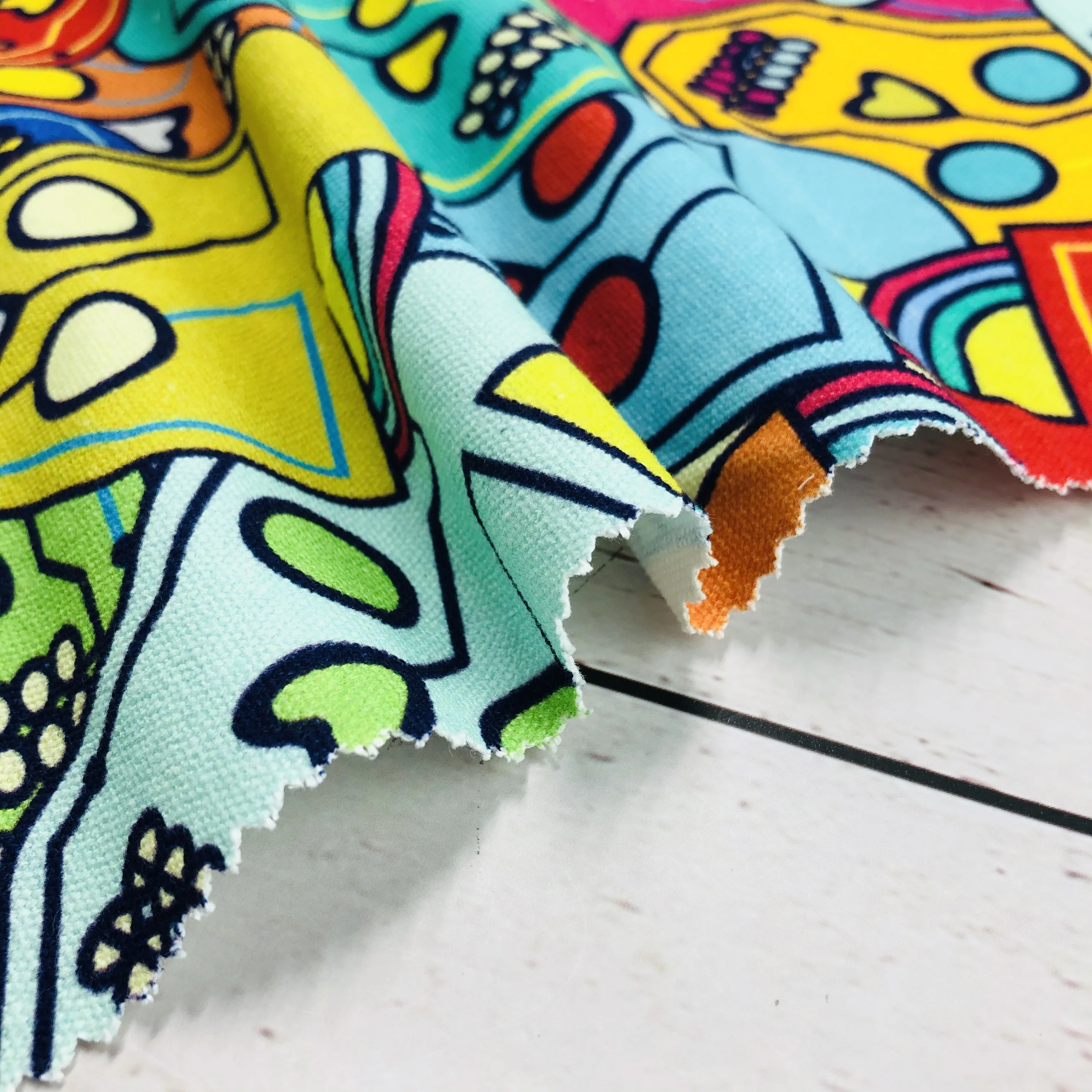 High Quality Custom Cartoon Cotton Character Design Printing Canvas Fabric for Shoes Bag