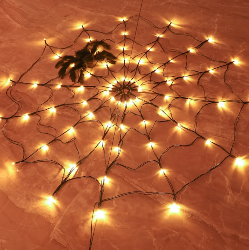 1m Outdoor Spider Web Garden Halloween Party Room Decoration Battery Operated Led Fairy String Lights With Usb Remote Control