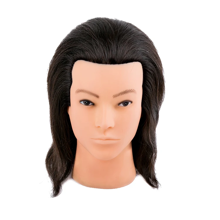 Factory Price 100% human hair doll, male hair mannequin heads without beard, natural hair training head mannequin for sale