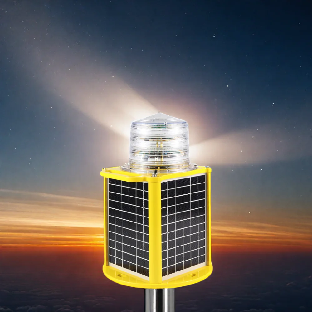 Solar Obstacle Indicator Beacon Medium Intensity Aviation Obstruction Light GPS Synchronous for Airport Signal Lamp