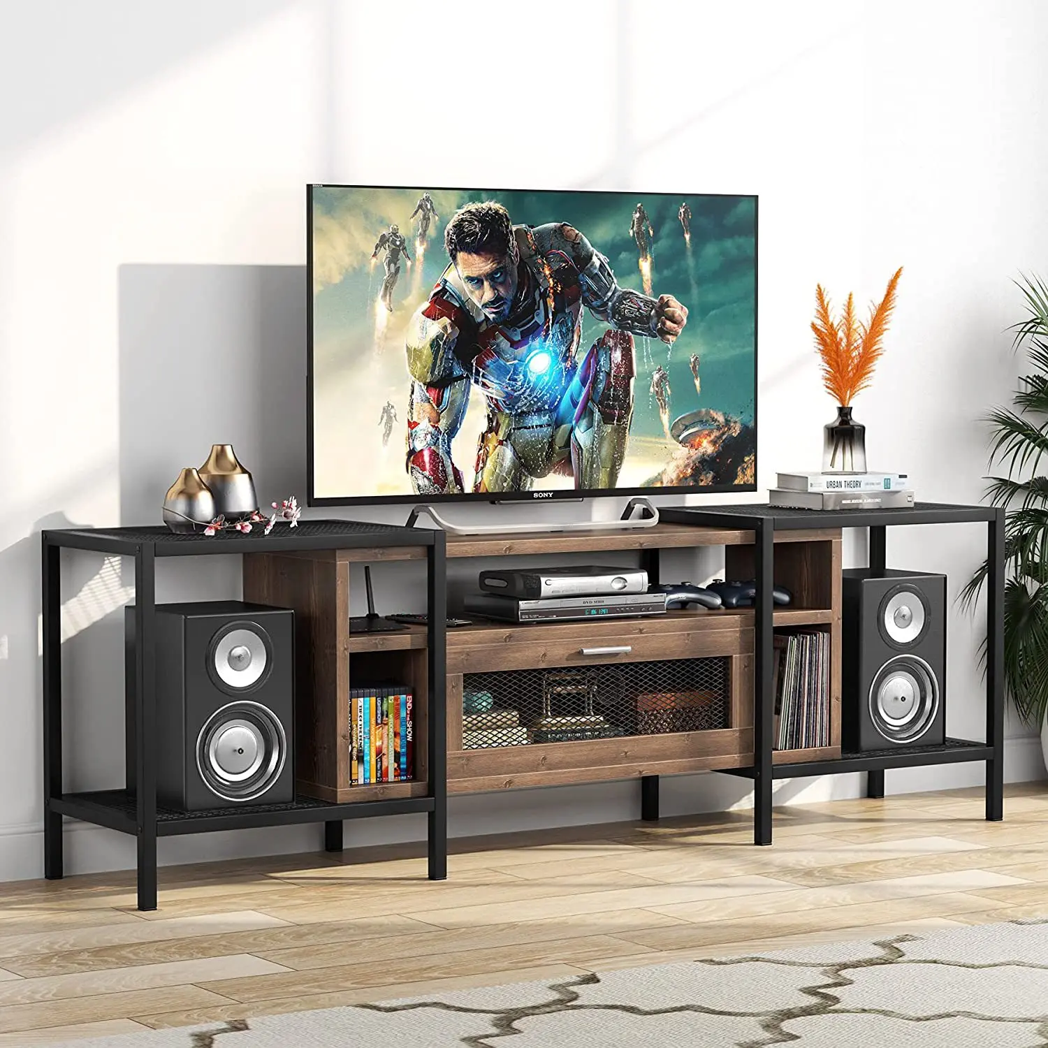 Home Living Room Console Table TV Stand Furniture Wooden Simple TV Stand Wood TV Shelf Cabinet