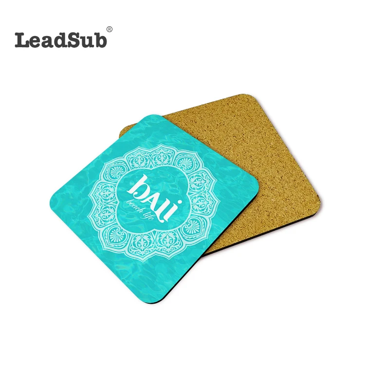 100 mm custom square blank sublimation wood Printed  Coaster Cork Coaster for drink