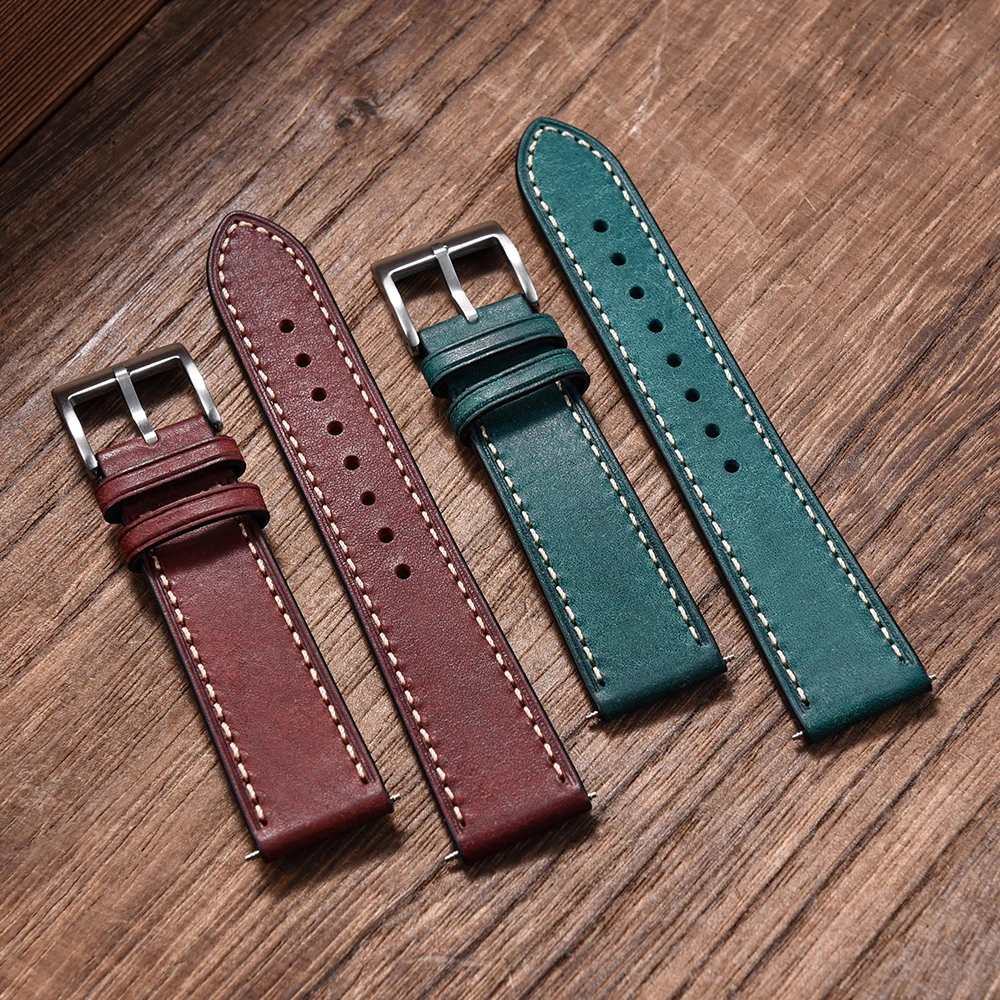 Juelong Vintage 20mm 22mm Mens Watch Leather Strap Italian Pueblo Leather Strap