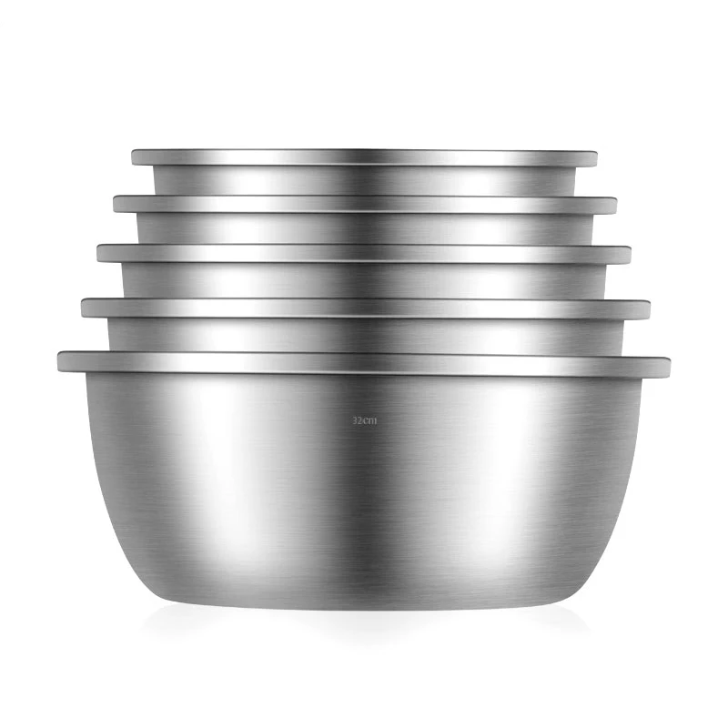 18# Big Stainless Steel Bowl Mixing Large Batters Tossing Salads Marinating Factory Price Heavy Duty Steel Wholesales