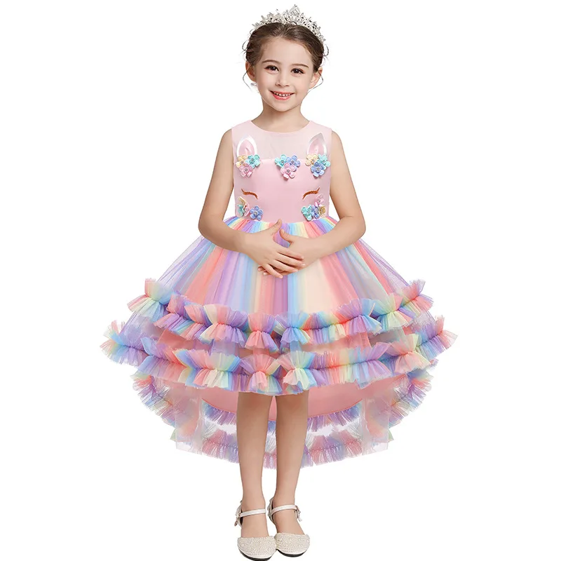 2021 new Christmas  Unicorn gown Easter Princess Dresses Kids Dresses For Girls Costume Children Birthday Wedding Dress