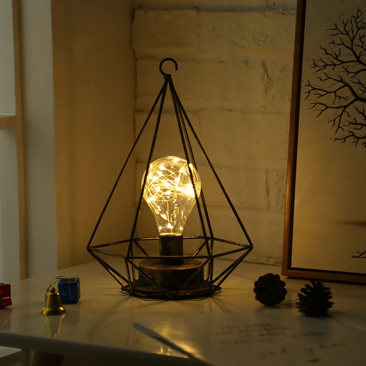 nordic style geometric Bulb Led Black metal iron lamp night light