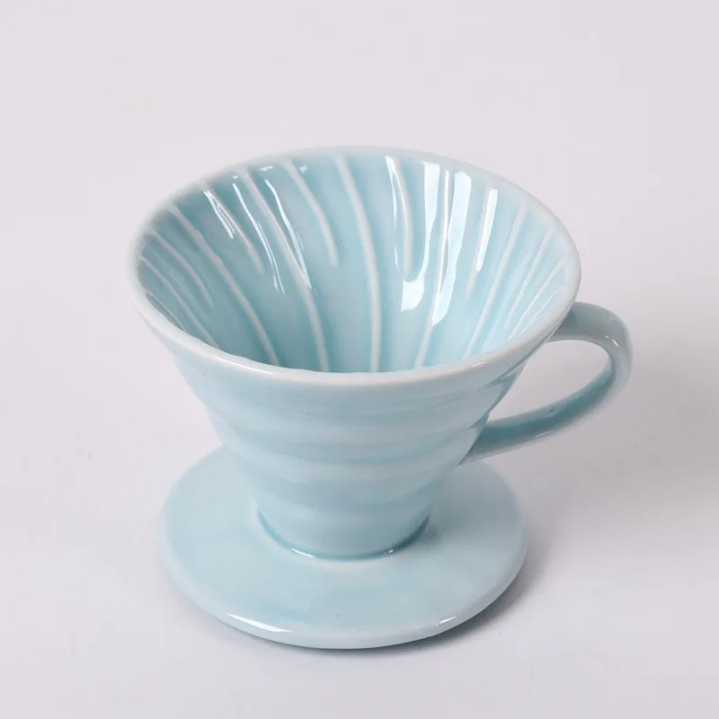 Ceramic Coffee Filter Cup Spiral Pattern Drip Filter Ceramic Dripper