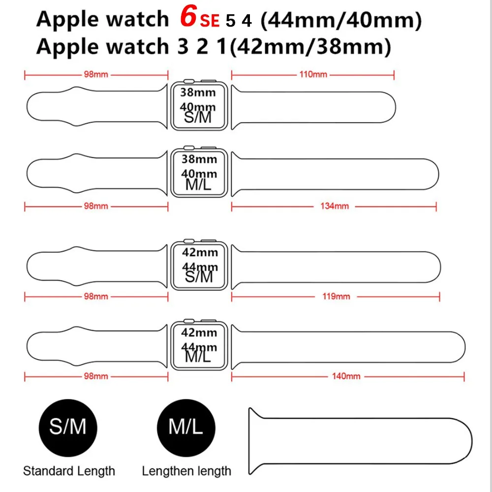 Ремешок силиконовый для Apple Watch Series 6 5 SE 38 мм 42 мягкий резиновый браслет iWatch 6/5 40