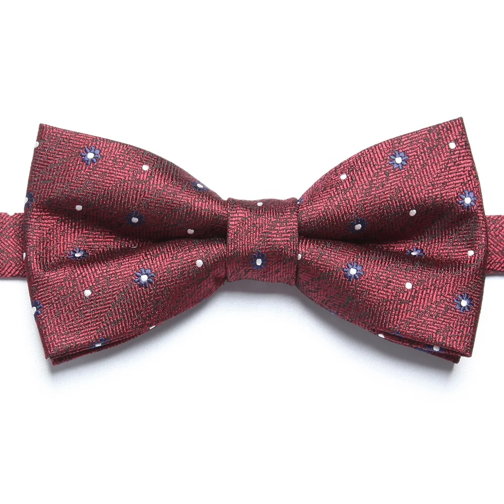 fast delivery cheap price high quality mens maroon burgundy silk polka dot bow ties amazon sale butterfly tie for men