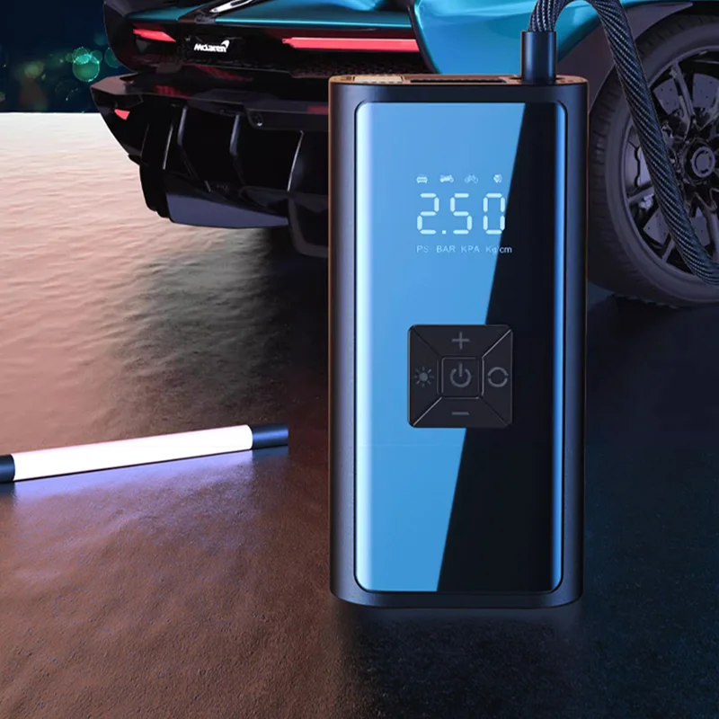 4000 mAh Large Battery Capacity Mini Portable Rechargeable Air Pump Compressor Quickly Inflate High Definition Display Piston