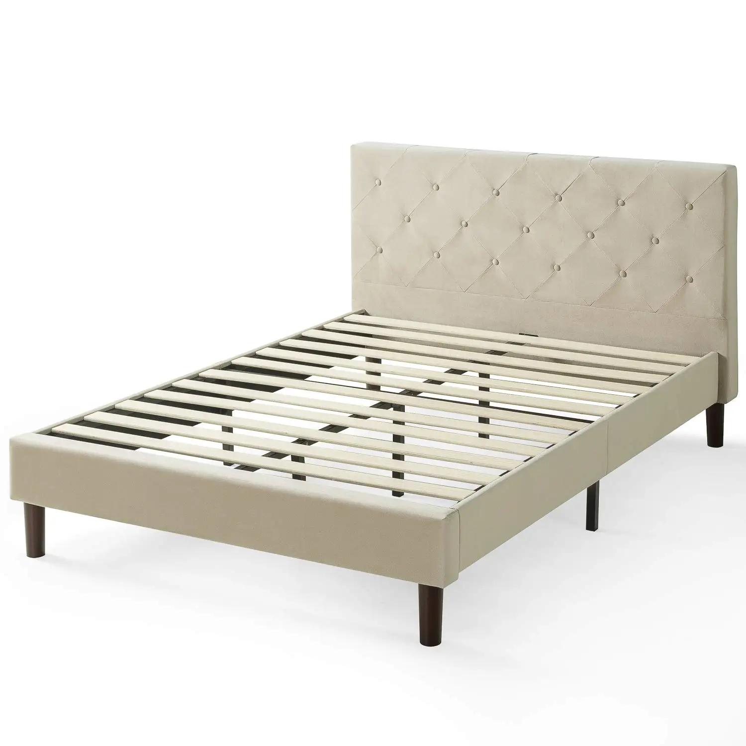 Upholstered Platform Bed Frame /Mattress Foundation / Wood Slat Support / No Box Spring Needed