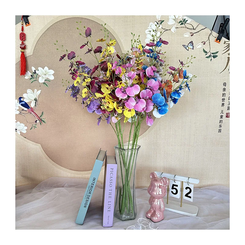 Merle Dancing Orchid Silk Flowers for Wedding and Living Room Decor Includes Stem Interior Wedding Decoration Supplies