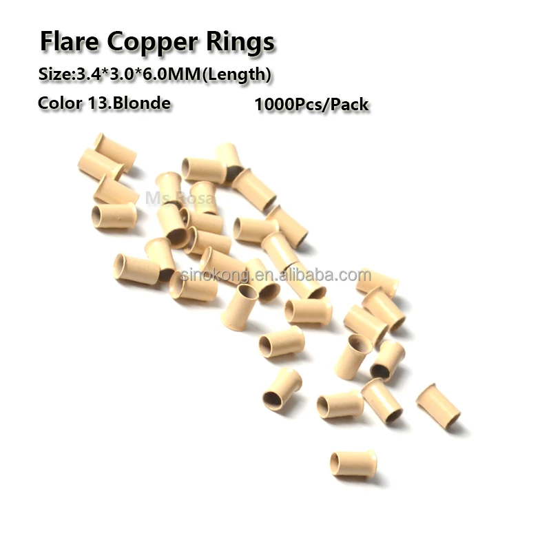 Wholesale 3.4*3.0*6.0mm flare link copper micro ring beads for hair extension accessories