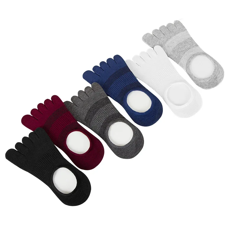 Men Five Toe Socks Low Cut Cotton Invisible Socks Antibacterial Deodorant Five Fingers Socks