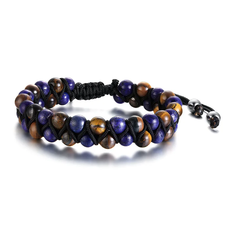 OBE  new arrival wholesale 17-35cm adjustable length volcano  bead   lapis lazuli bracelet men