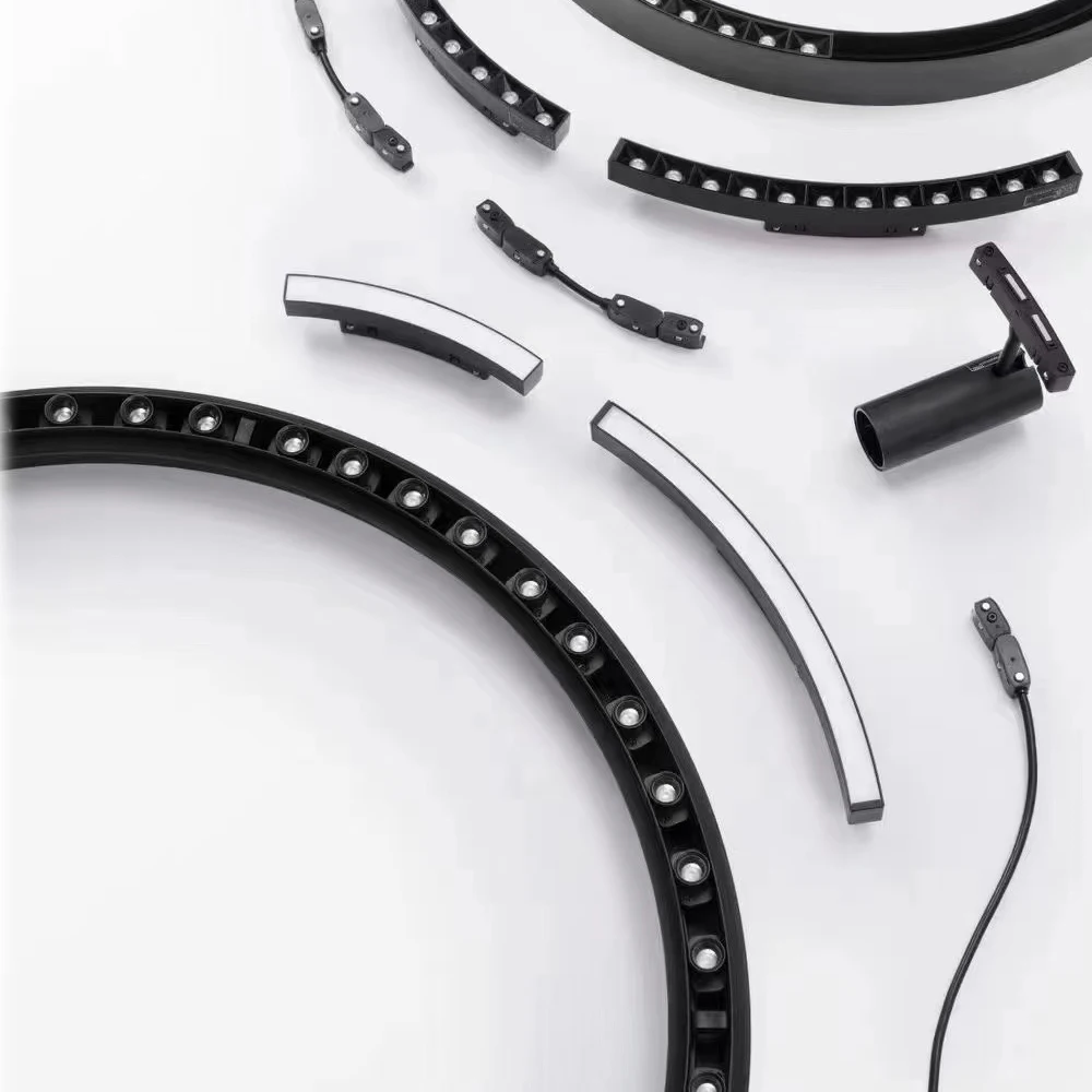 Aluminum Slim Track Surface mounted Recessed 48V Magnet 7w 10w 18w 20w Bent Rail Light Track Light