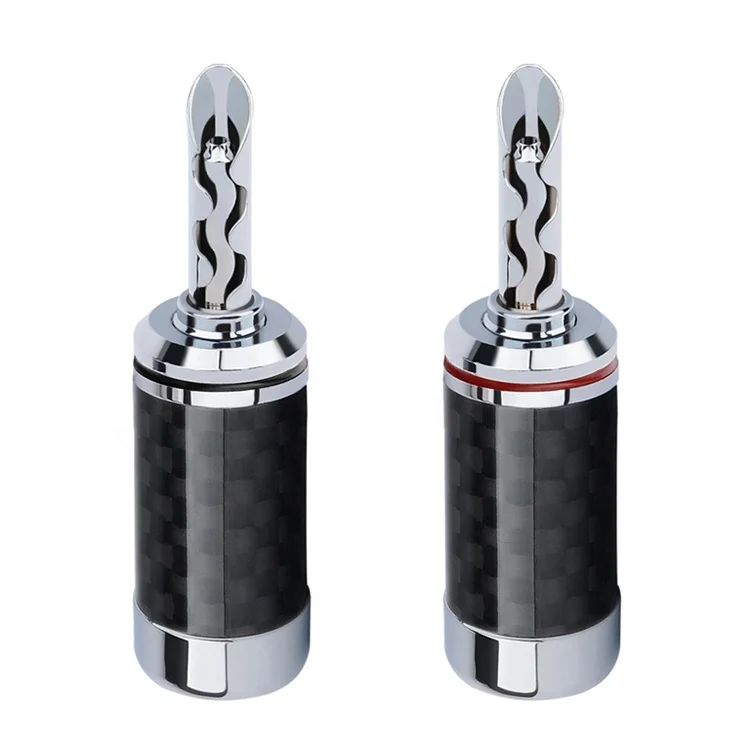 HiFi copper rhodium plated 5mm Carbon Fiber Banana plug  speaker terminal connector